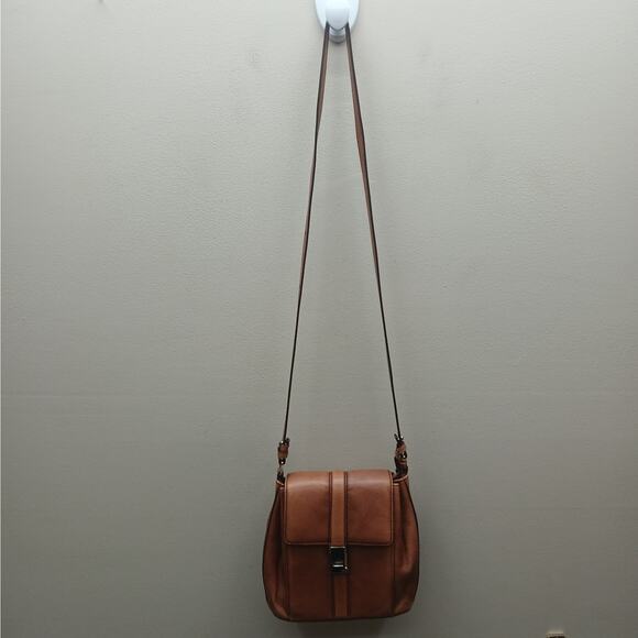 Brahmin Genuine Pebbled Leather Flap Shoulder Crossbody Bag Retro Twist Lock - Picture 2 of 15